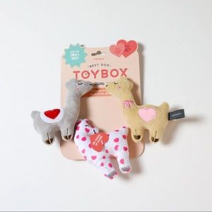 Fringe Toybox set of 3 llama toys for small dogs squeaky cute fluffy soft plush